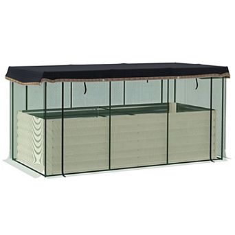 Raised Vegetable Garden Bed with Bird Netting Enclosure and Shade Cloth