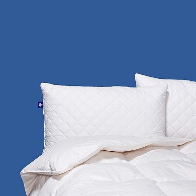 2 Pack Quilted White Goose Feather Pillows - Soft Support