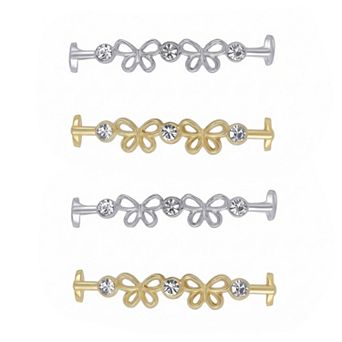 4 pc Women's Shoelace Charm DIY Decorative Rhinestones Shoe Clips Faux Pearl for Party