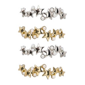 4 pc Women's Shoelace Charm DIY Decorative Rhinestones Shoe Clips Faux Pearl for Party