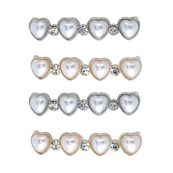 4 pc Women's Shoelace Charm DIY Decorative Rhinestones Shoe Clips Faux Pearl for Party