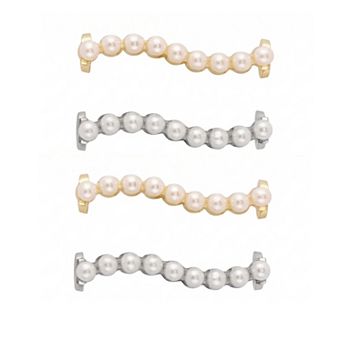 4 pc Women's Shoelace Charm DIY Decorative Rhinestones Shoe Clips Faux Pearl for Party