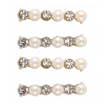 4 pc Women's Shoelace Charm DIY Decorative Rhinestones Shoe Clips Faux Pearl for Party