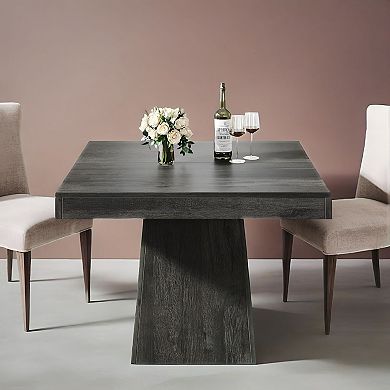 Farmhouse Dining Table for 4, Wood Finish, Pedestal Base, Compact Table