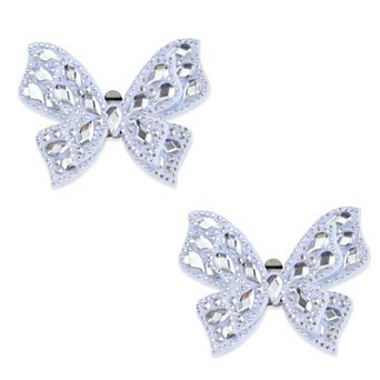 2 pc Women's Bow Shoe Clips Rhinestone Satin Shoe Buckle Removable Decorative Clips for Heels Flats