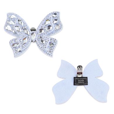 2 PCS Women's Bow Shoe Clips Rhinestone Satin Shoe Buckle Removable Decorative Clips for Heels Flats