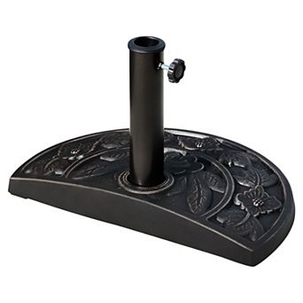 Half Patio Umbrella Base Stand for 1.5"1.9" Pole, Bronze Floral Design