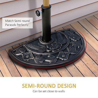 Half Patio Umbrella Base Stand for 1.5"1.9" Pole, Bronze Floral Design