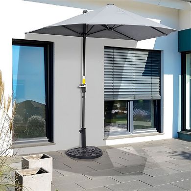Half Patio Umbrella Base Stand for 1.5"1.9" Pole, Bronze Floral Design