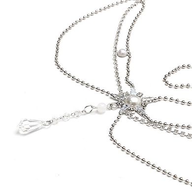 Headpiece Bohemia Faux Diamond Head Chain Silver Tone 1 Pc
