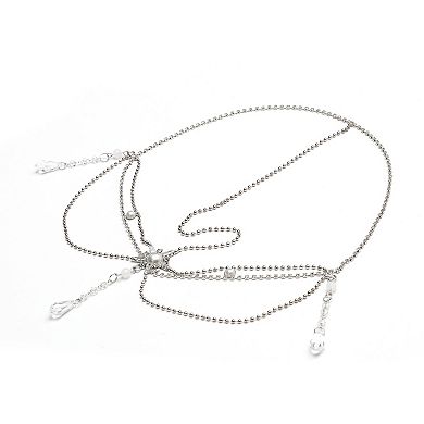 Headpiece Bohemia Faux Diamond Head Chain Silver Tone 1 Pc