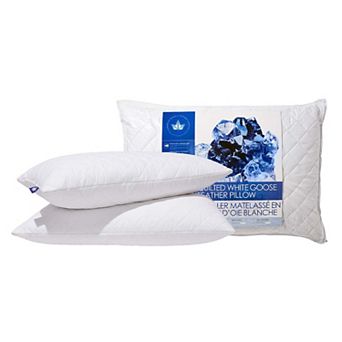 2 Pack Quilted White Goose Feather Pillows - Medium Support