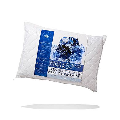 2 Pack Quilted White Goose Feather Pillows - Medium Support