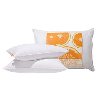 2 Pack White Goose Feather Pillows - Medium Support