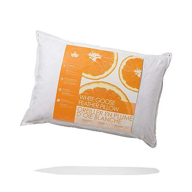 2 Pack White Goose Feather Pillows - Medium Support