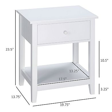 Side Table with Storage Drawer and Shelf for Bedroom, Office, or Living Room
