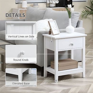 Side Table with Storage Drawer and Shelf for Bedroom, Office, or Living Room