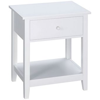Side Table with Storage Drawer and Shelf for Bedroom, Office, or Living Room