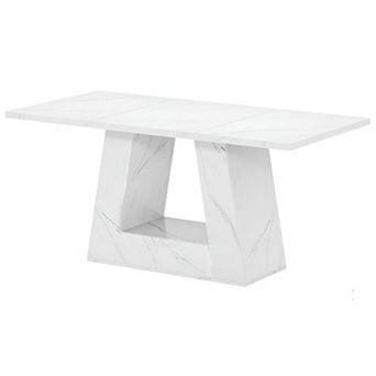 Faux Marble Dining Table for 6, Modern Rectangular Kitchen Table