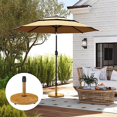 Distressed Yellow Patio Umbrella Base for Backyard Dining Table and Lounge Set