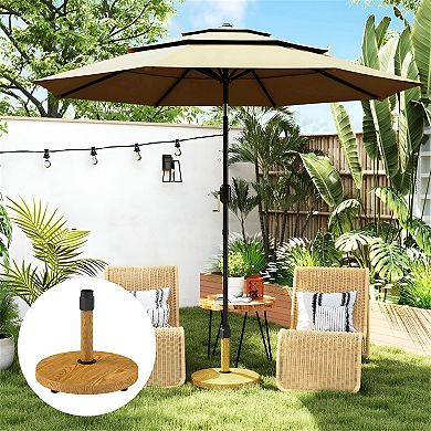 Distressed Yellow Patio Umbrella Base for Backyard Dining Table and Lounge Set
