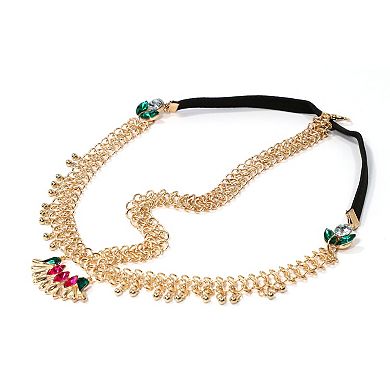 Headpiece Elastic Faux Diamond Head Chain Gold Tone 1 Pc