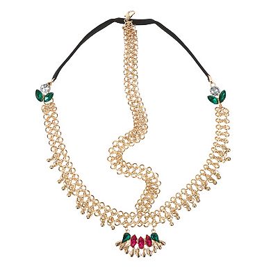 Headpiece Elastic Faux Diamond Head Chain Gold Tone 1 Pc