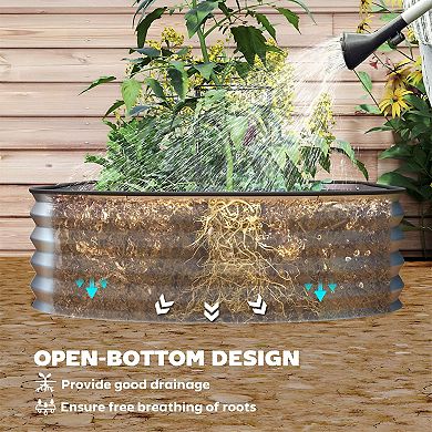 Set of 2 Galvanized Steel Raised Garden Beds for Backyard Vegetable Garden