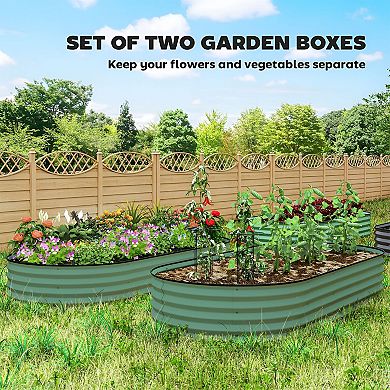 Set of 2 Galvanized Steel Raised Garden Beds for Backyard Vegetable Garden