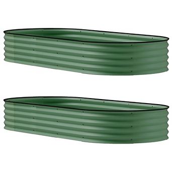 Set of 2 Galvanized Steel Raised Garden Beds for Backyard Vegetable Garden