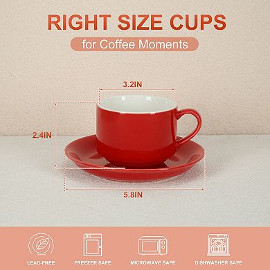 8 Ounce Espresso Cups Set of 4, Stackable Demitasse Mugs, Includes Display Stand