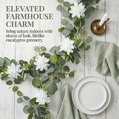 Artificial Eucalyptus Garland, Faux Greenery Vine with Realistic Frosted Leaves for Wedding 5.9 ft