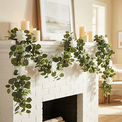 Artificial Eucalyptus Garland, Faux Greenery Vine with Realistic Frosted Leaves for Wedding 5.9 ft