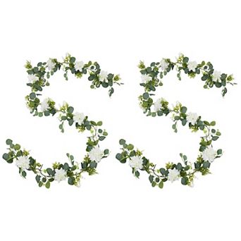 Artificial Eucalyptus Garland, Faux Greenery Vine with Realistic Frosted Leaves for Wedding 5.9 ft