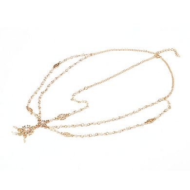 Headpiece Bohemia Faux Pearls Head Chain Gold Tone 1 Pc