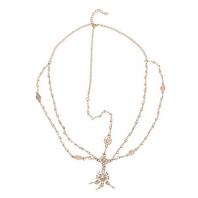 Headpiece Bohemia Faux Pearls Head Chain Gold Tone 1 Pc