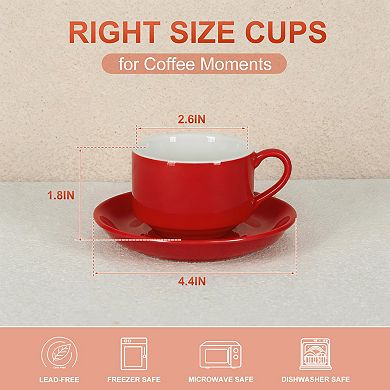 3 Ounce Espresso Cups Set of 4, Stackable Demitasse Mugs, Includes Display Stand