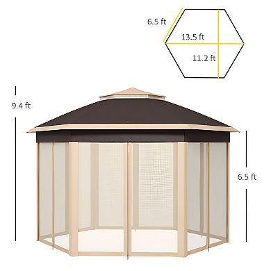 Hexagon Pop Up Gazebo Canopy with Mesh Screen Walls for Patio, Deck or Backyard