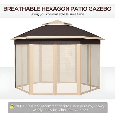 Hexagon Pop Up Gazebo Canopy with Mesh Screen Walls for Patio, Deck or Backyard