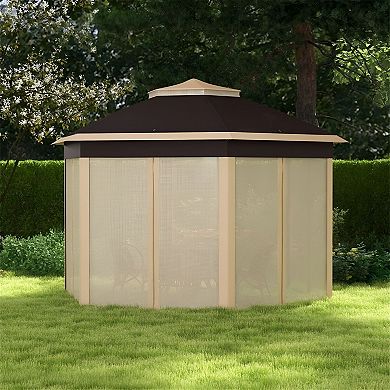 Hexagon Pop Up Gazebo Canopy with Mesh Screen Walls for Patio, Deck or Backyard