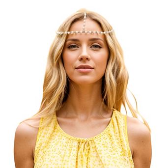 Headpiece Faux Pearls Head Chain Gold Tone 1 pc