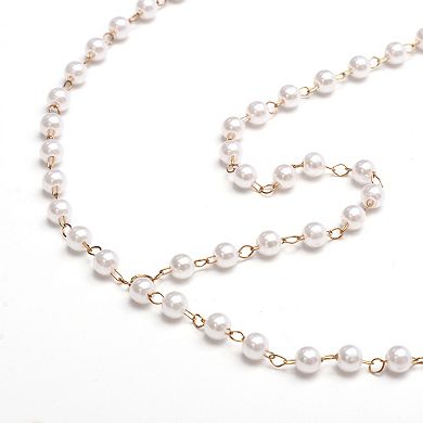 Headpiece Faux Pearls Head Chain Gold Tone 1 Pc