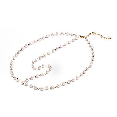 Headpiece Faux Pearls Head Chain Gold Tone 1 Pc