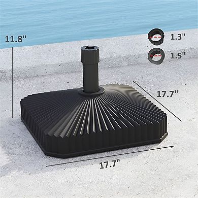 Outdoor Umbrella Stand for 1.3 in and 1.5 in Poles Fillable Square Base - Black