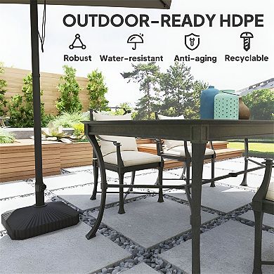 Outdoor Umbrella Stand for 1.3 in and 1.5 in Poles Fillable Square Base - Black