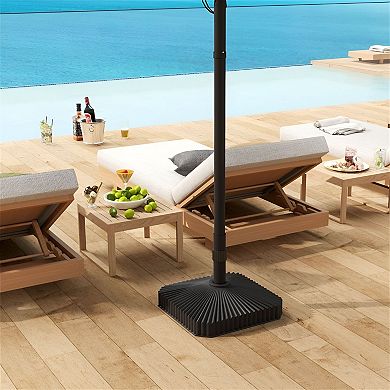 Outdoor Umbrella Stand for 1.3 in and 1.5 in Poles Fillable Square Base - Black