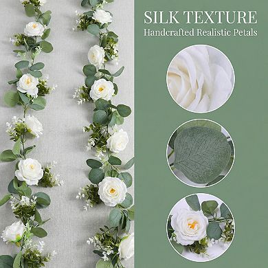 Artificial Eucalyptus Garland, Faux Greenery Vine ,Wedding Arch,Table Runner Mantle Home Decor 5.9ft