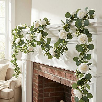 Artificial Eucalyptus Garland, Faux Greenery Vine ,Wedding Arch,Table Runner Mantle Home Decor 5.9ft