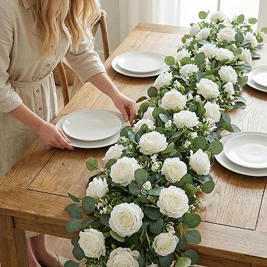 Artificial Eucalyptus Garland, Faux Greenery Vine ,Wedding Arch,Table Runner Mantle Home Decor 5.9ft