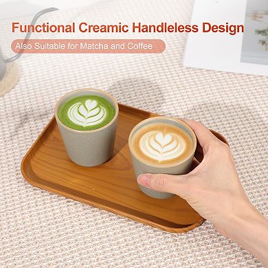 6oz Yunomi Tea Cup Set of 4, Ceramic Matcha Cup for Hot Tea and Matcha